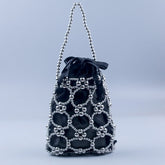 Sac de transport de petite taille à la mode occidentale Sac de perles Sac de perles argentées Sac de découpe creuse de couleur unie Sacs à main